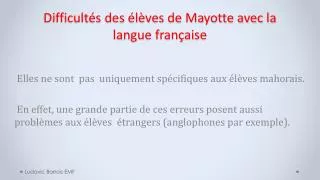 difficult s des l ves de mayotte avec la langue fran aise