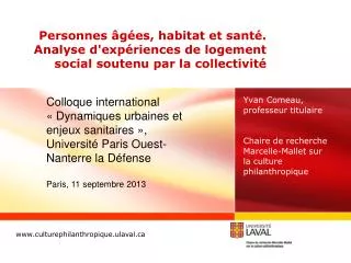 personnes g es habitat et sant analyse d exp riences de logement social soutenu par la collectivit