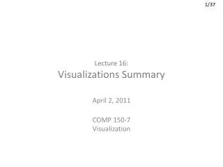Lecture 16 : Visualizations Summary