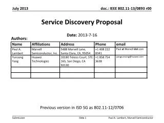 Service Discovery Proposal