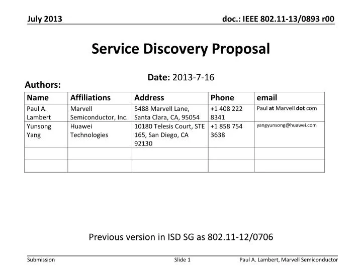 service discovery proposal