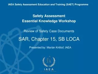 Review of Safety Case Documents SAR, Chapter 15, SB LOCA
