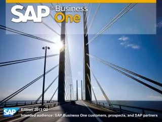 Edition 2013 Q2 Intended audience: SAP Business One customers, prospects, and SAP partners