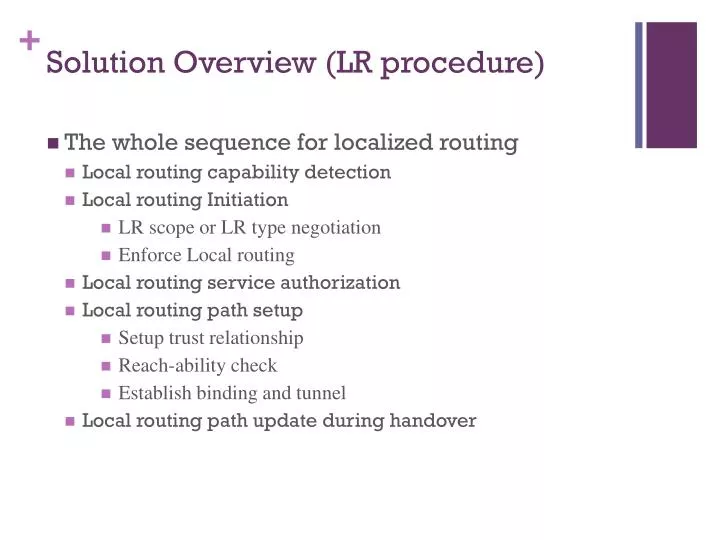solution overview lr procedure