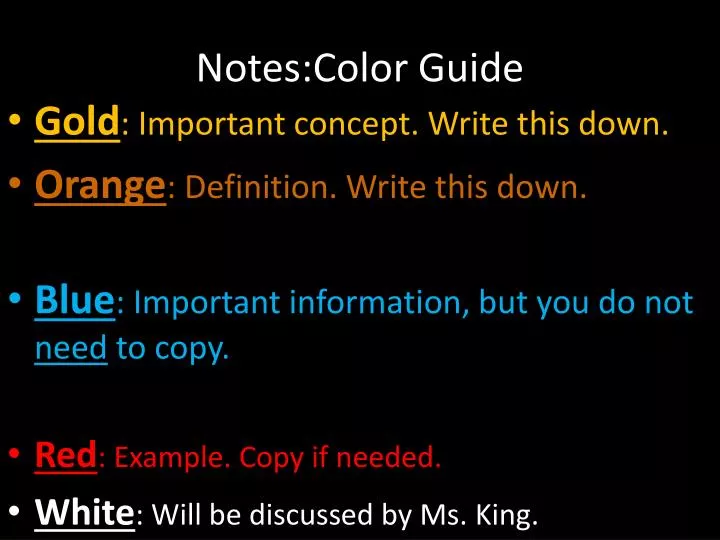 notes color guide