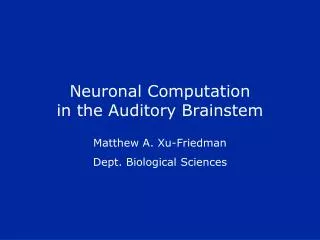 Neuronal Computation in the Auditory Brainstem