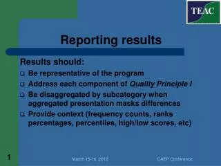Reporting results