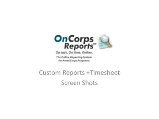Custom Reports +Timesheet Screen Shots