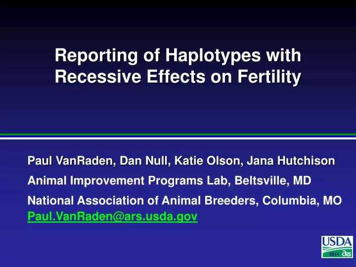 reporting of haplotypes with recessive effects on fertility