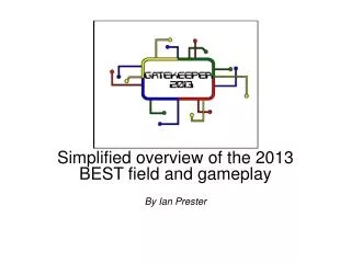 Simplified overview of the 2013 BEST field and gameplay By Ian Prester