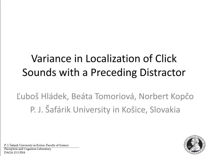 variance in localization of click sounds with a preceding distractor