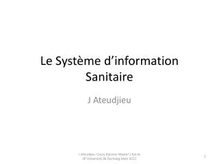 le syst me d information sanitaire