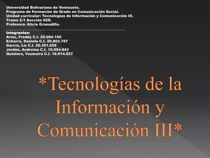 tecnolog as de la informaci n y comunicaci n iii