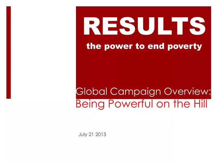 global campaign overview being powerful on the hill