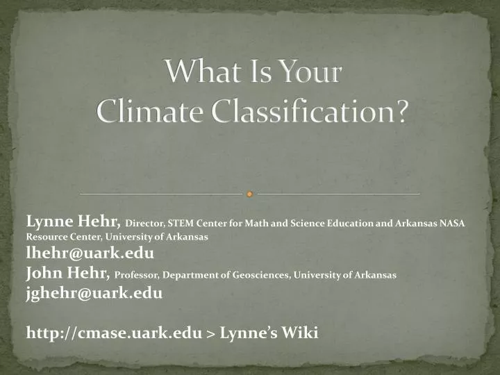 what is your climate classification