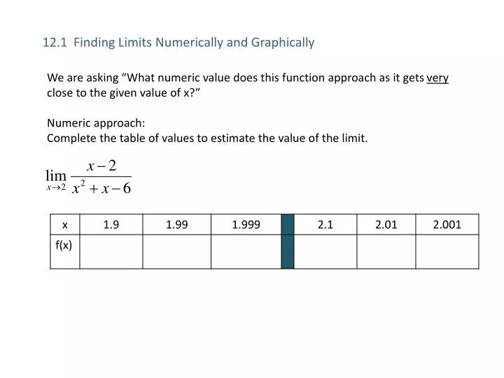 12 1 finding limits numerically and graphically