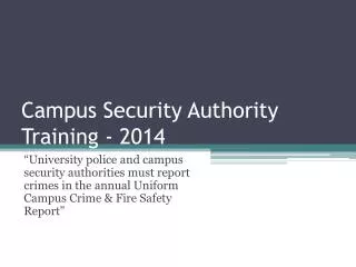 Campus Security Authority Training - 2014