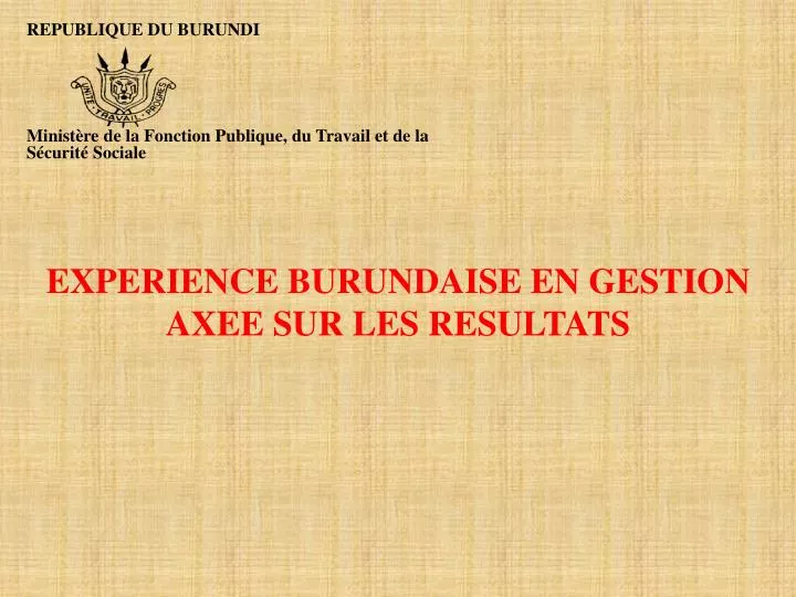 experience burundaise en gestion axee sur les resultats