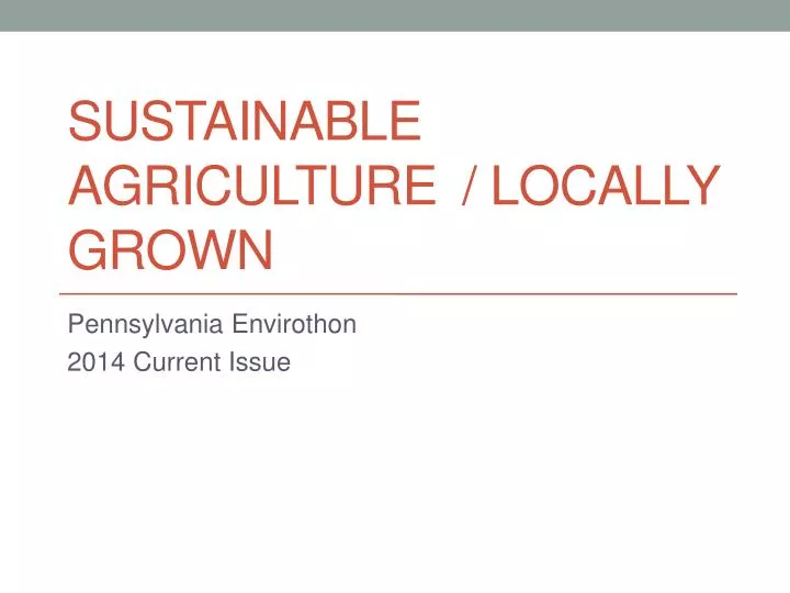 sustainable agriculture locally grown