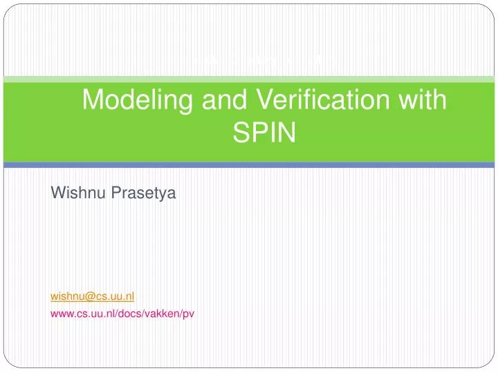 model checking with spin modeling and verification with spin