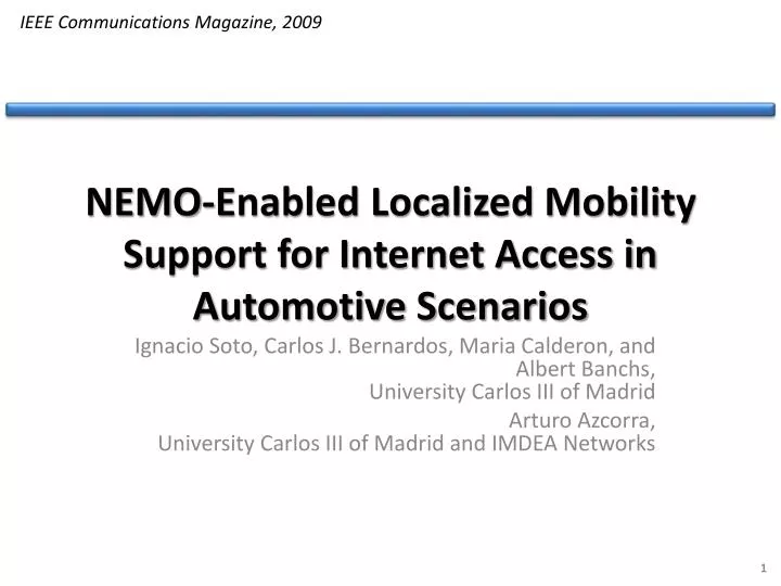 nemo enabled localized mobility support for internet access in automotive scenarios