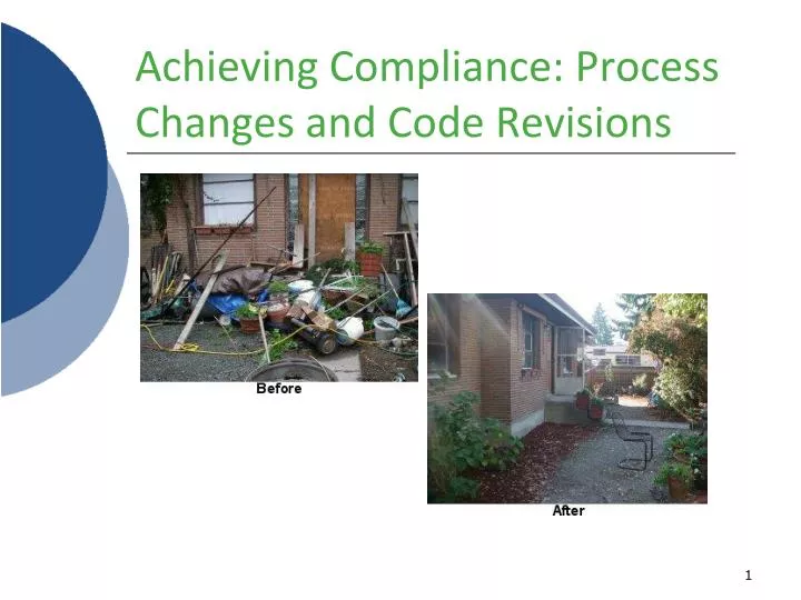 achieving compliance process changes and code revisions