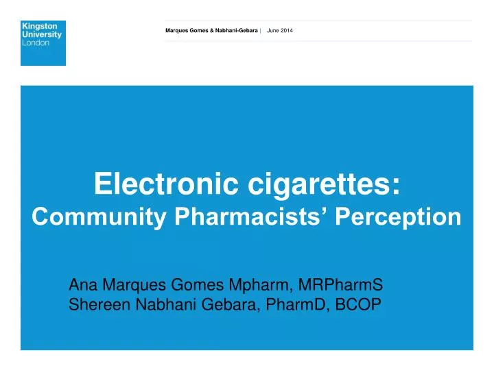 electronic cigarettes community pharmacists perception
