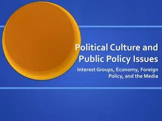 Political Culture and Public Policy Issues