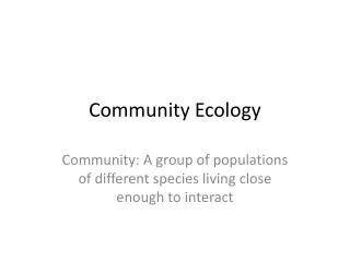 Community Ecology