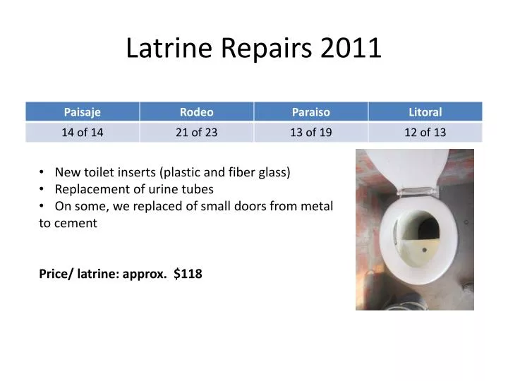 latrine repairs 2011