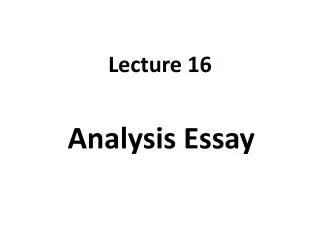 Analysis Essay