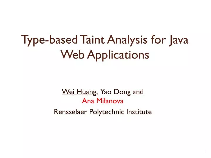 type based taint analysis for java web applications