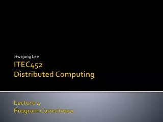 ITEC452 Distributed Computing Lecture 4 Program Correctness