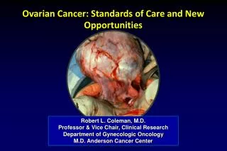 Ovarian Cancer: Standards of Care and New Opportunities