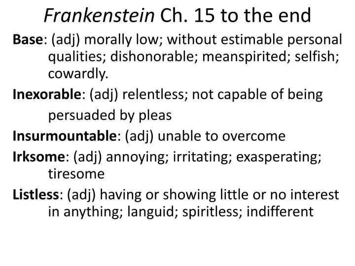 frankenstein ch 15 to the end