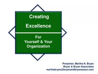 Creating Excellence For Yourself &amp; Your Organization