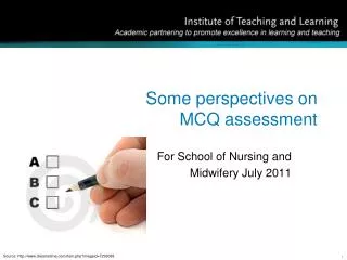 Some perspectives on MCQ assessment