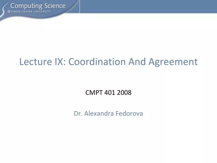 lecture ix coordination and agreement