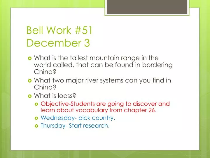 bell work 51 december 3