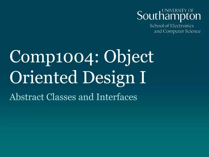 comp1004 object oriented design i