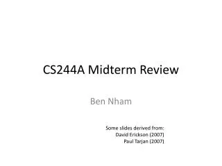 CS244A Midterm Review