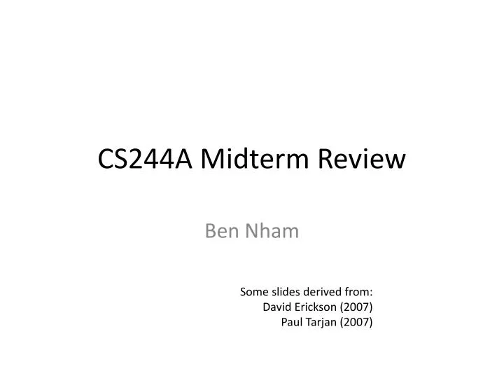 cs244a midterm review