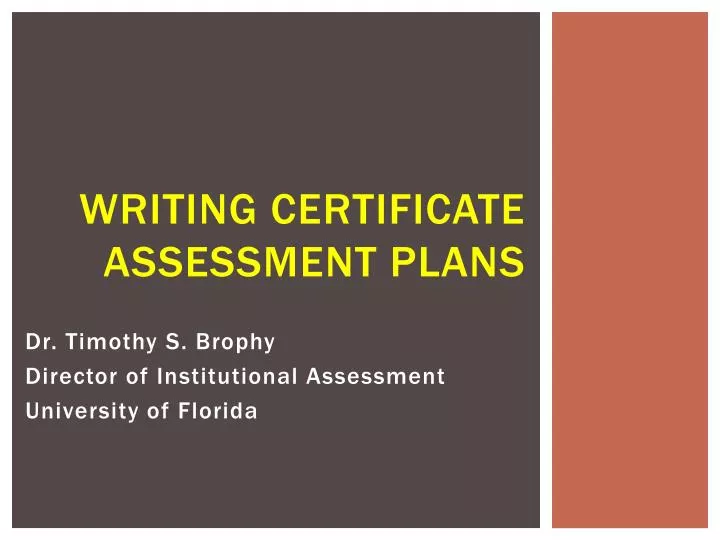 writing certificate assessment plans