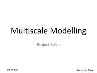 Multiscale Modelling