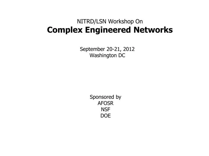 nitrd lsn workshop on complex engineered networks