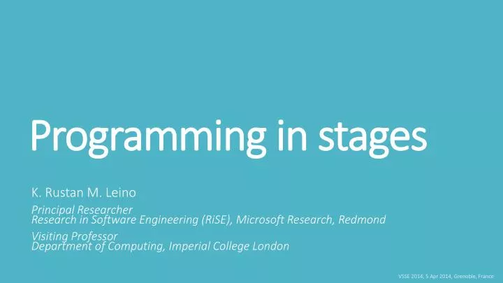 programming in stages