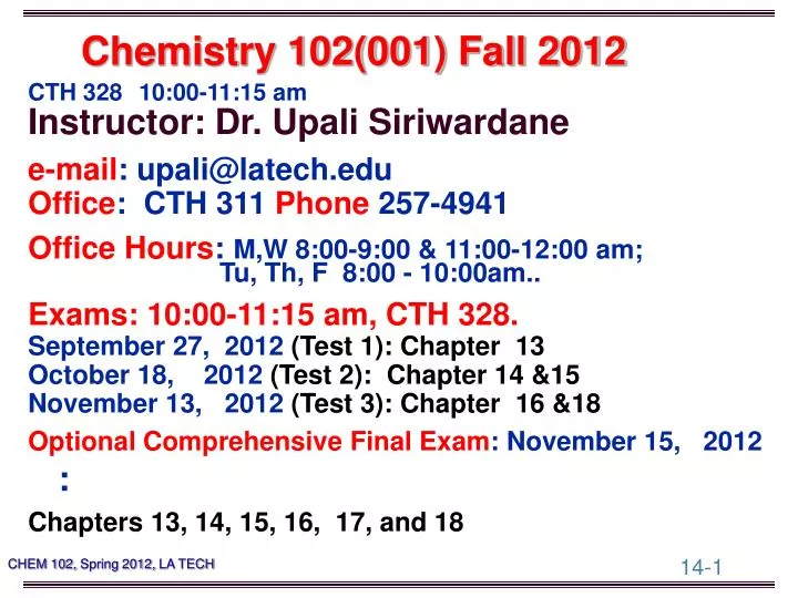 chemistry 102 001 fall 2012