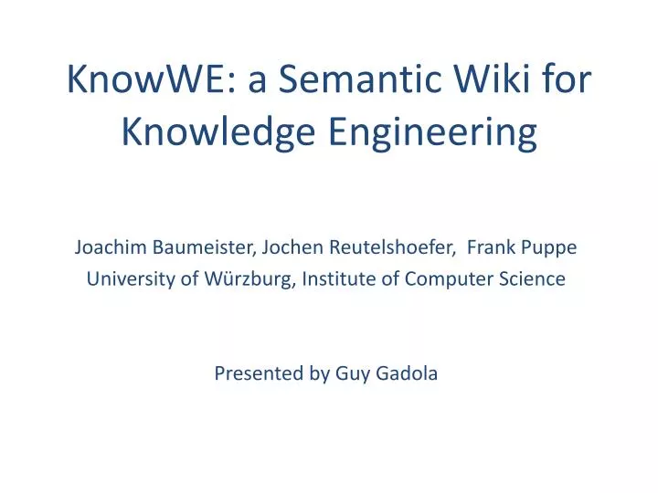knowwe a semantic wiki for k nowledge e ngineering