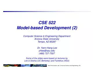 CSE 522 Model-based Development (2)