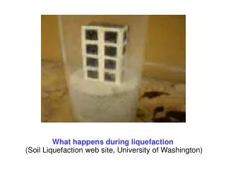 What happens during liquefaction (Soil Liquefaction web site, University of Washington)